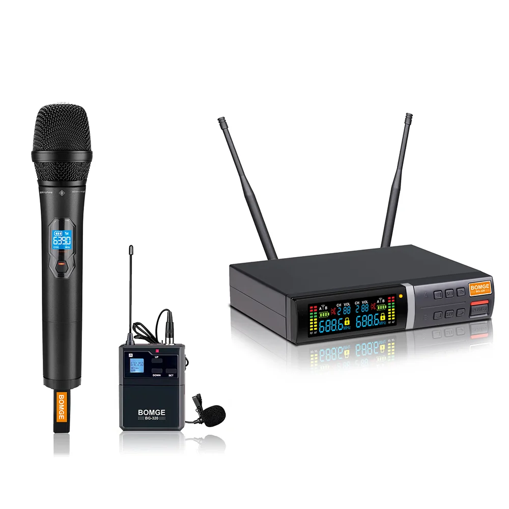 

BMG BG-320U Digital Ultra High Frequency Wireless Stage Microphone Handheld and Bodypack Combination True Diversity Dual Channel