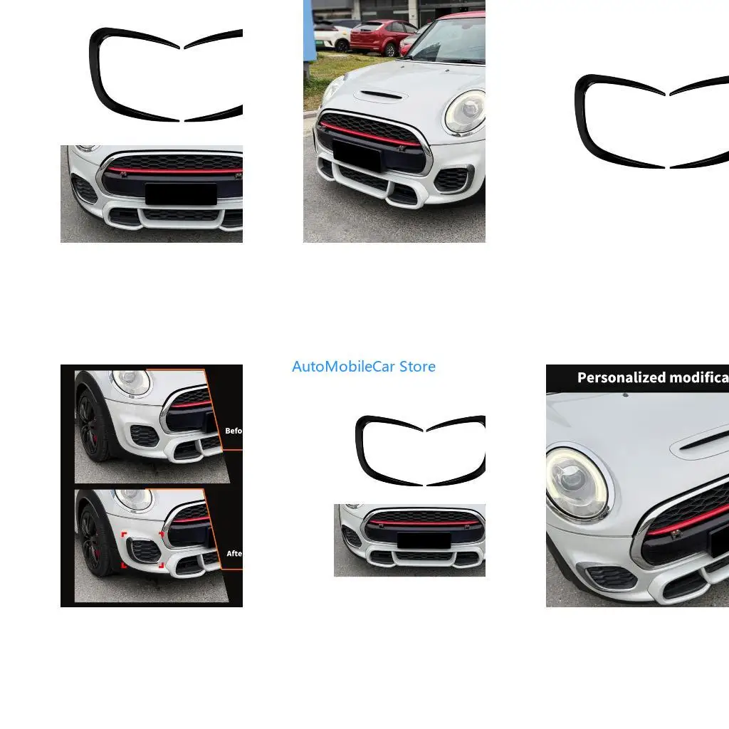 G8TE Exterior Accent Side Trim Pair for F55 F56 F57 Models, ABS Front Bumper Surround, Adhesive Cover for Daily Detail