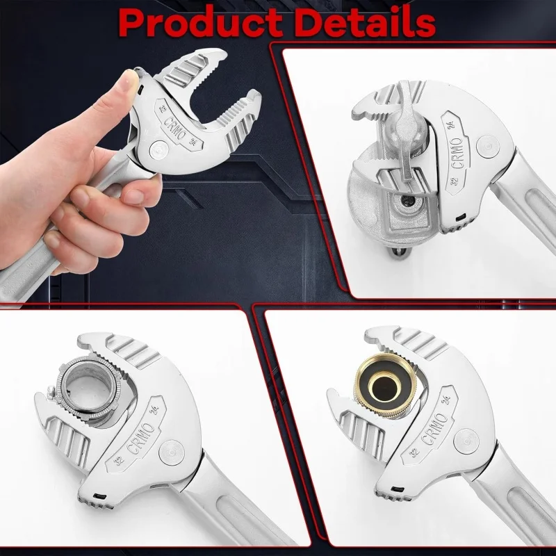 Selbstverstellbarer Schraubenschlüssel, Schneller Automatischer Ratschen-Rohrschlüssel, Mehrzweck-Maulschlüssel für Mechaniker und Heimwerker – Detail 5