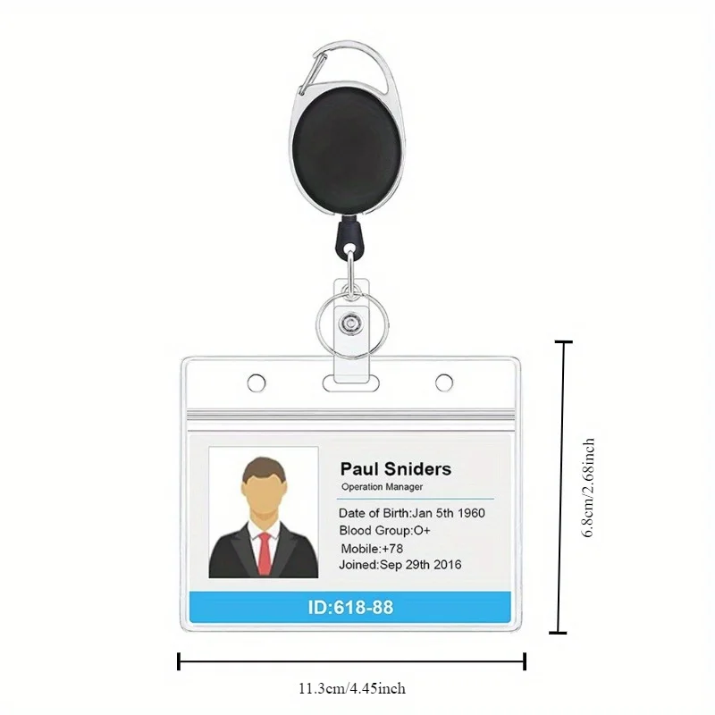 Five-piece Set Zinc Alloy Easy-to-Pull Retractable Buckle Transparent ID Holder——Suitable for Doctors、Teachers and Staff