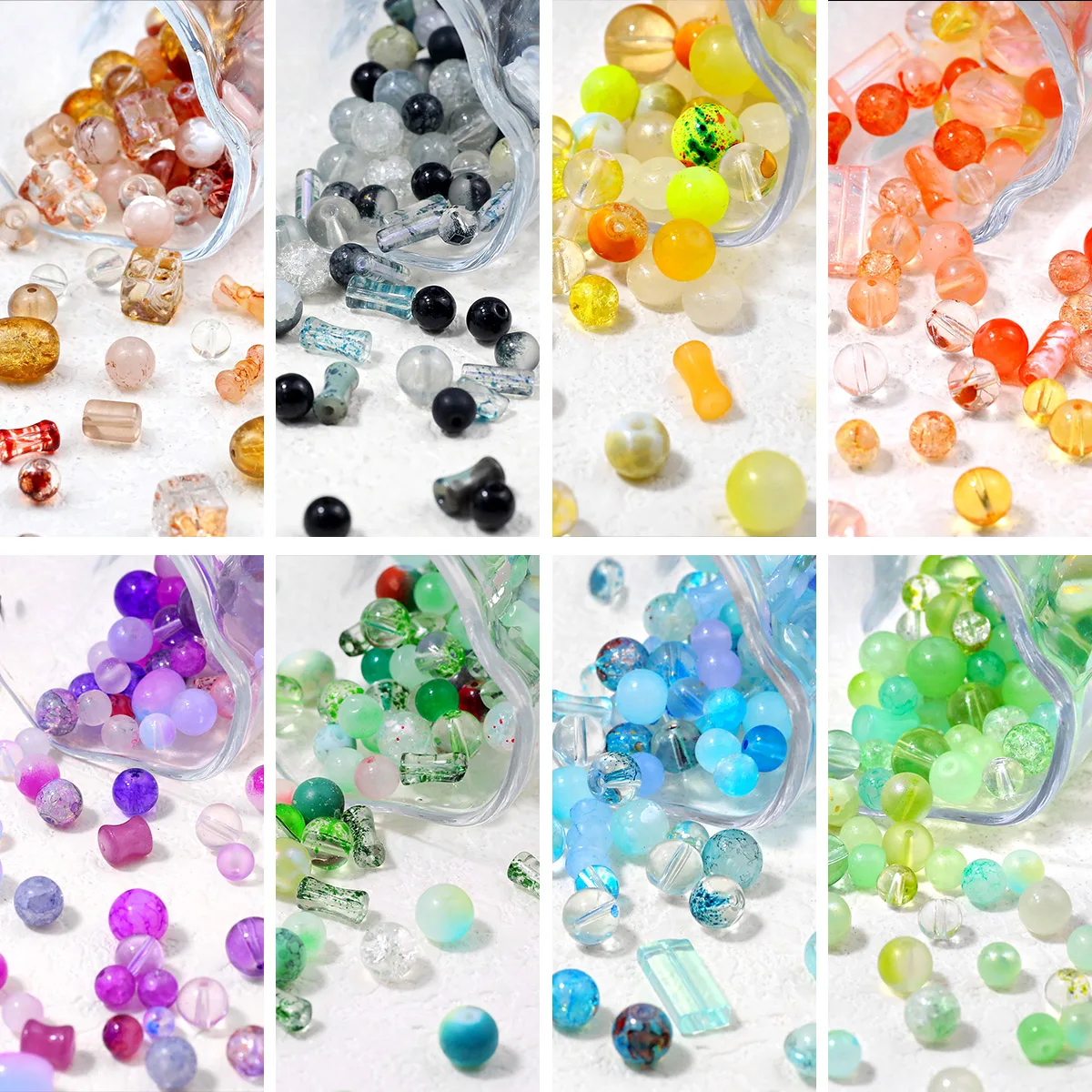 Last bunte Kristallperlen, rund, Glas-Abstandshalter, lose Perlen, 8 mm, 60 g, gemischt, für Schmuckherstellung, Armband, DIY-Zubehör