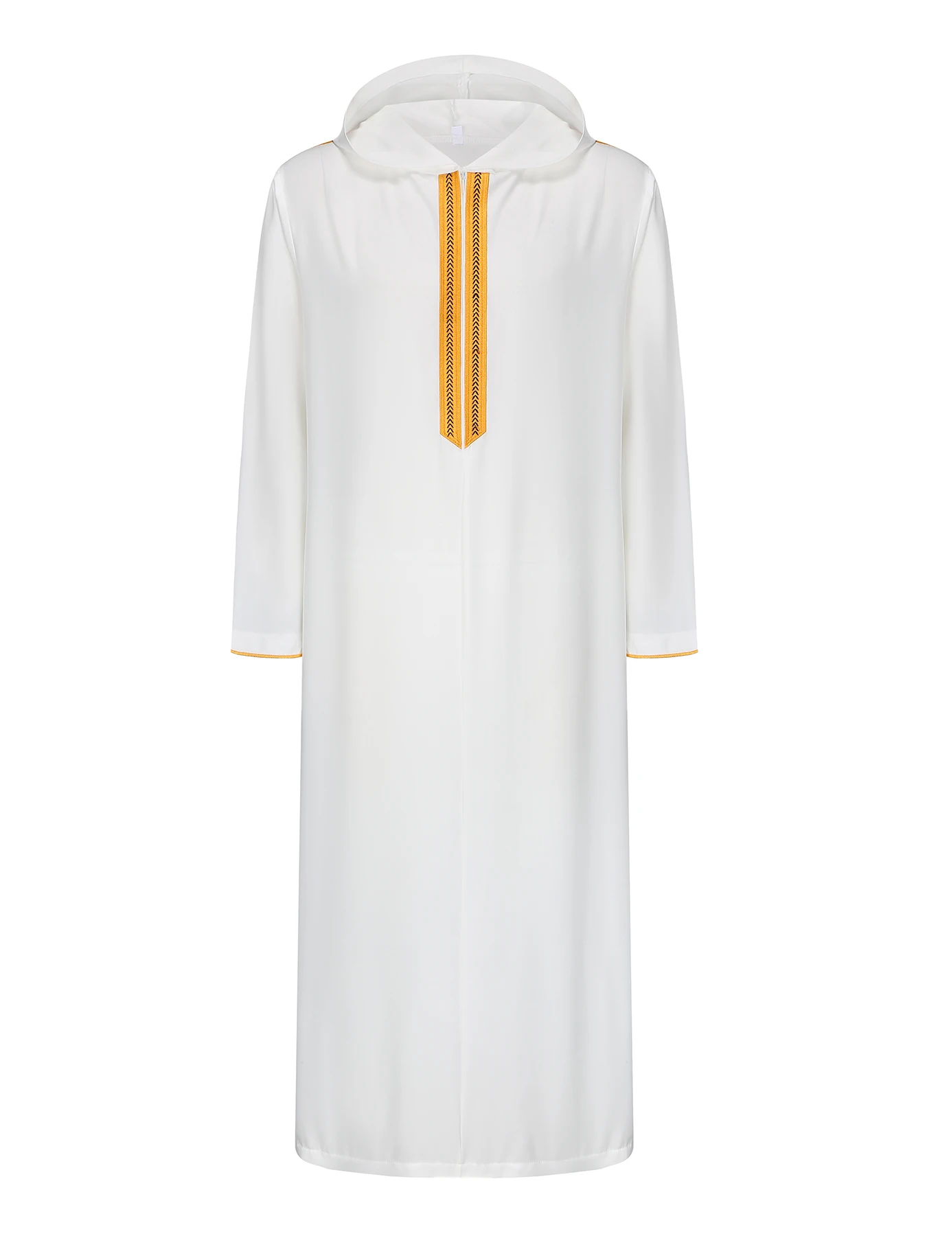 Abito ricamato bianco a maniche lunghe da uomo musulmano, foulard marocchino, preghiera da uomo islamica dell'Arabia Saudita kasaya