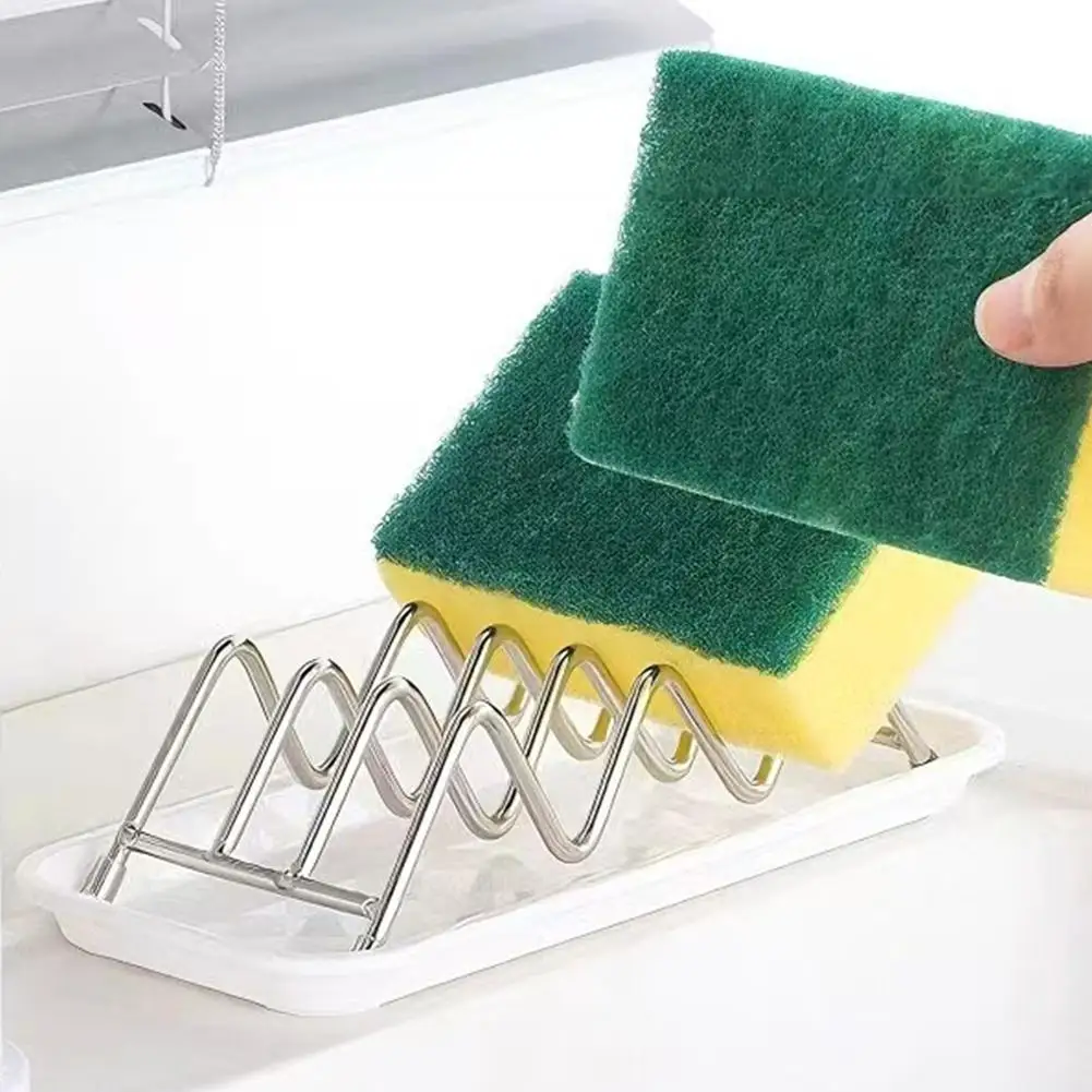Stainless Steel Soap Dish with Wave Design Ceramic Tray for Bathroom Countertop Vanity Kitchen Organizer Organization