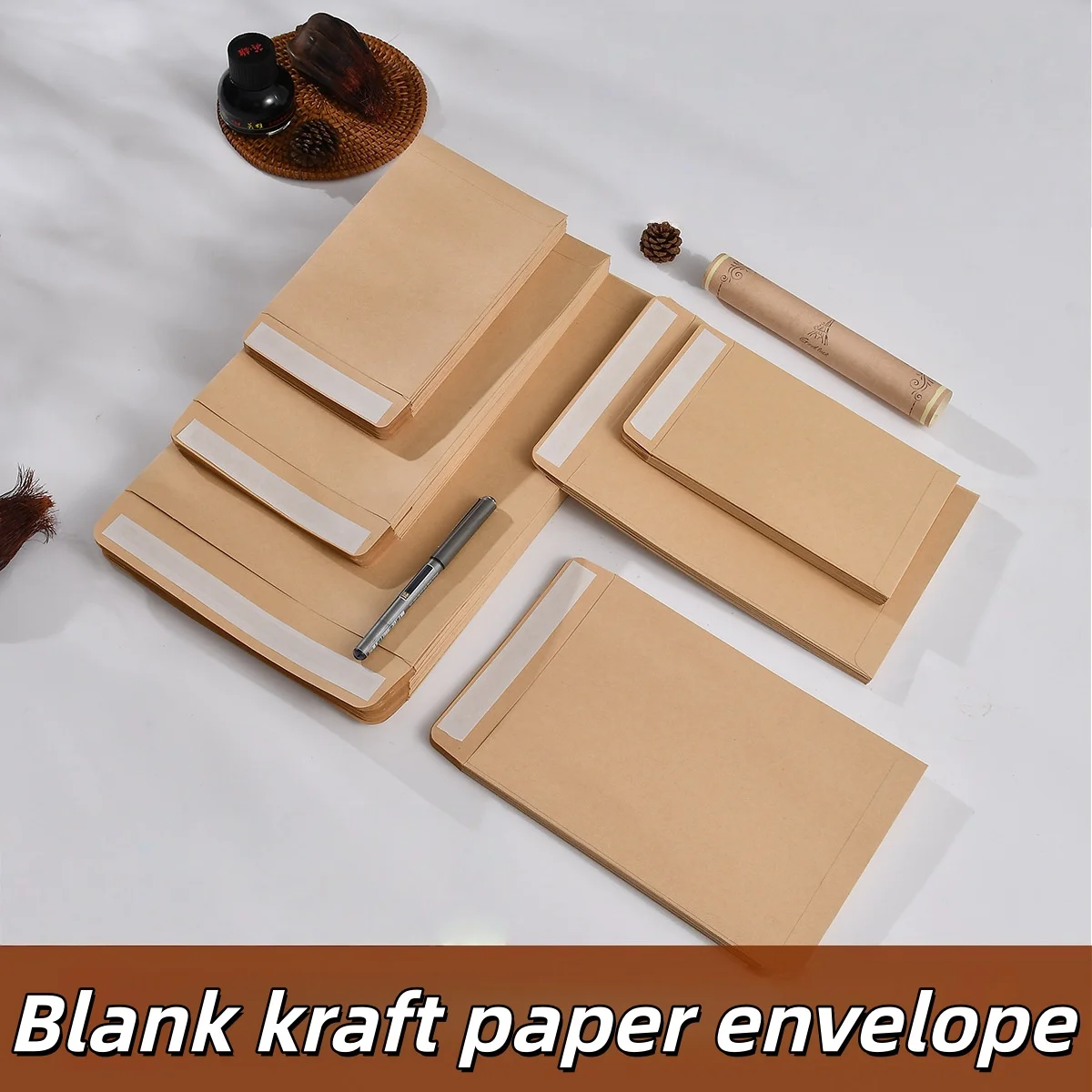 50PCS Thick Yellow Self Seal Kraft Envelopes Self Adhesive Cash Security Envelopes for Coins Seeds Cards Stamps Storage