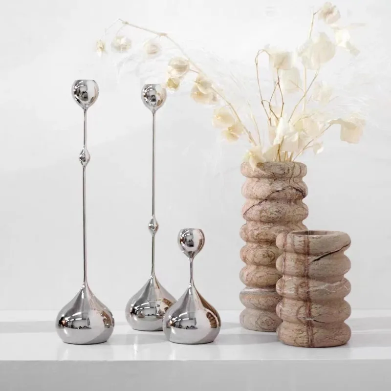 

Metal Candlestick Geometric Sphere Spiral Abstract Candle Holder Stainless Steel Golden Wedding Centerpieces Home Decor