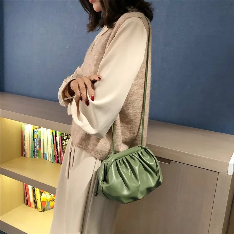 Fashion Women Small Bag Knot Cloud Bag Simple Single Shoulder Cross-body Bag Female Handbag Clutch Purse