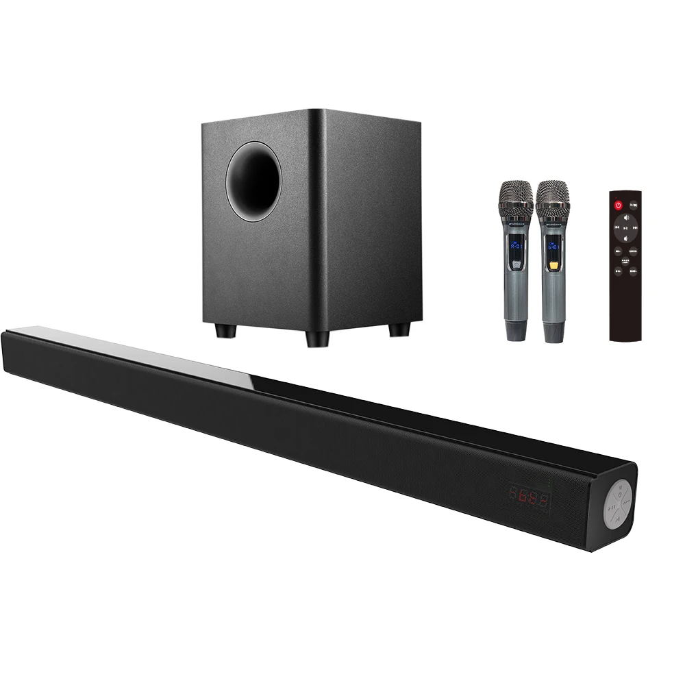 

2.1 Channels Wireless Soundbar with Subwoofer Bt TV Sound bar Speakers with Microphone Home KTV Sound bar Speaker