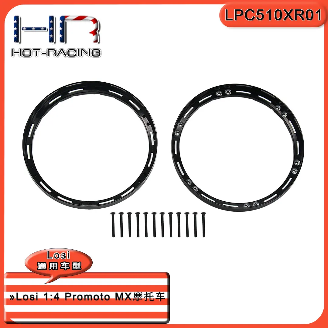 Hot Racing Upgrade Front and Rear Aluminum Wheel Wheel Reinforcement Rings Setfor 1/4th scale Losi Promoto-MX Motorcycle