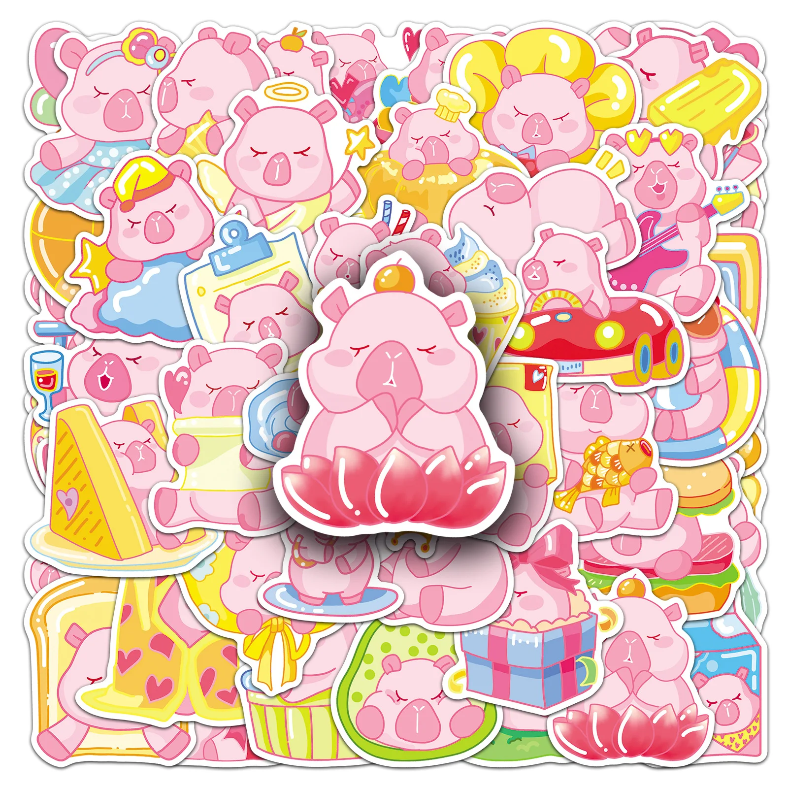 

10/30/50PCS Pink Capibara Cartoon Stickers Creative Q Version Animal Graffiti Decal DIY Luggage Phone Guitar Cup Classic Kid Toy