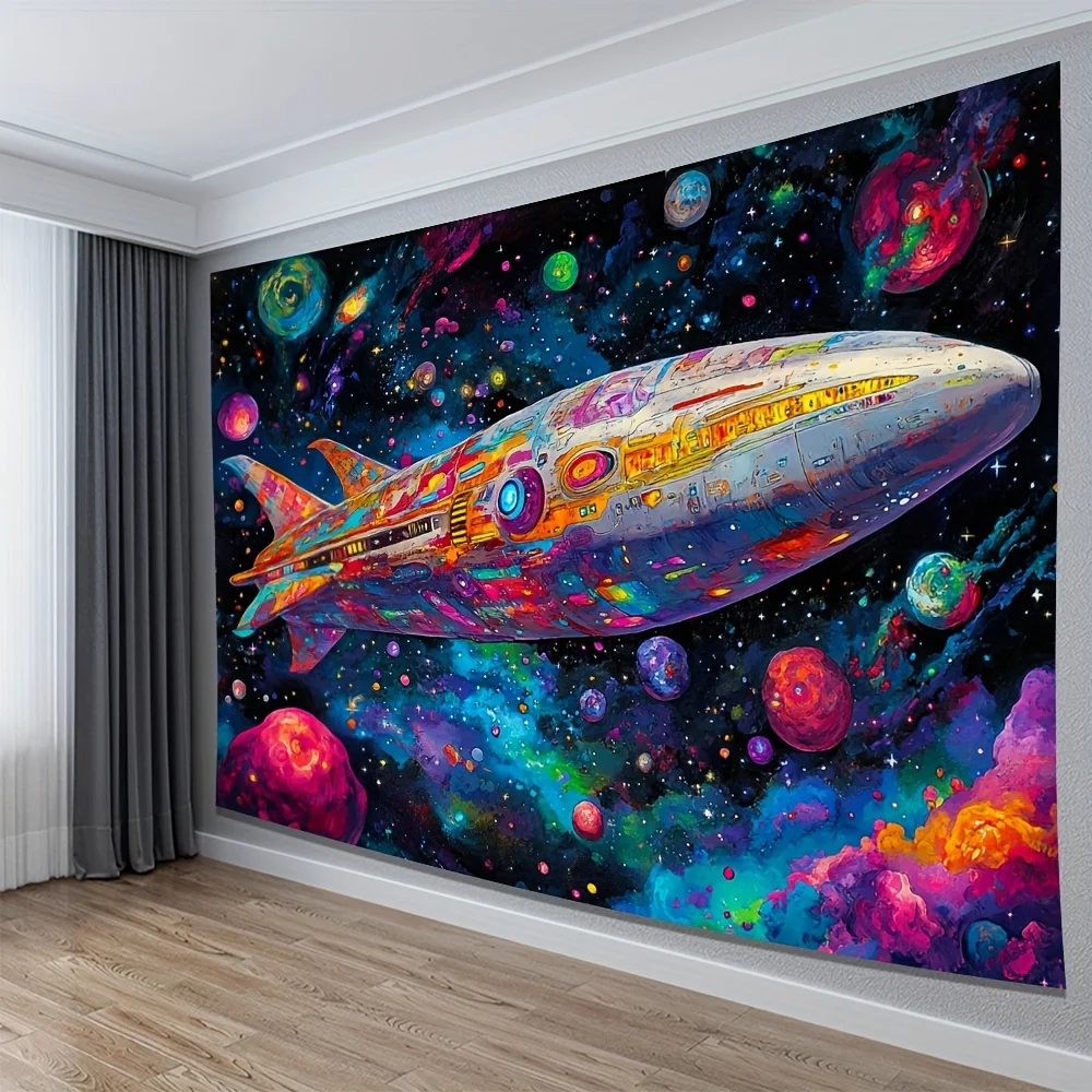 Galaxy Space Mural Tapestry Cosmic Artwork Astrology Retro Sci Fi Space Scene Wall Decor Print