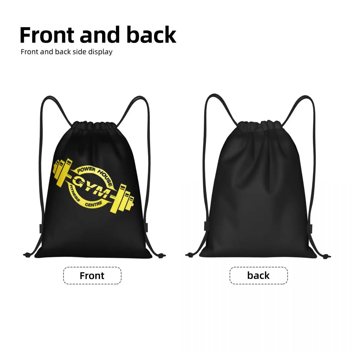 Custom Powerhouse Gym Drawstring Bag Men Women Lightweight Bodybuilding Fitness Muscle Sports Gym Storage Backpack