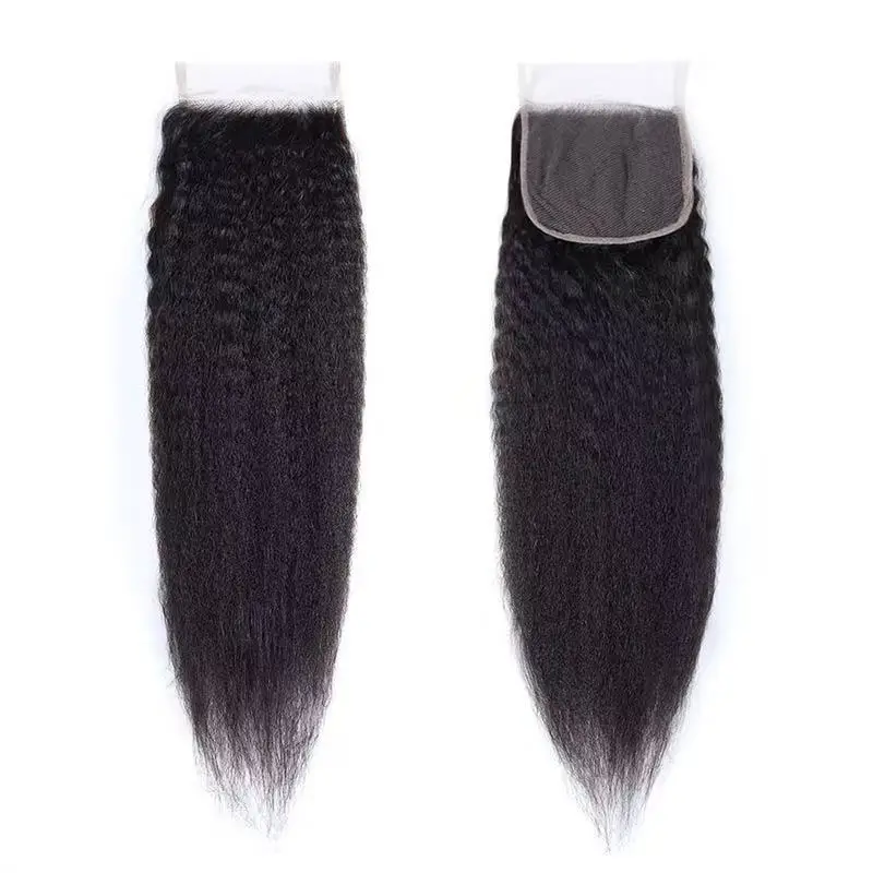 ياكي مستقيم 4x4 الدانتيل إغلاق الشعر البشري غريب مستقيم 4x4 الدانتيل الشفاف إغلاق البرازيلي عذراء الشعر الطبيعي للنساء #2