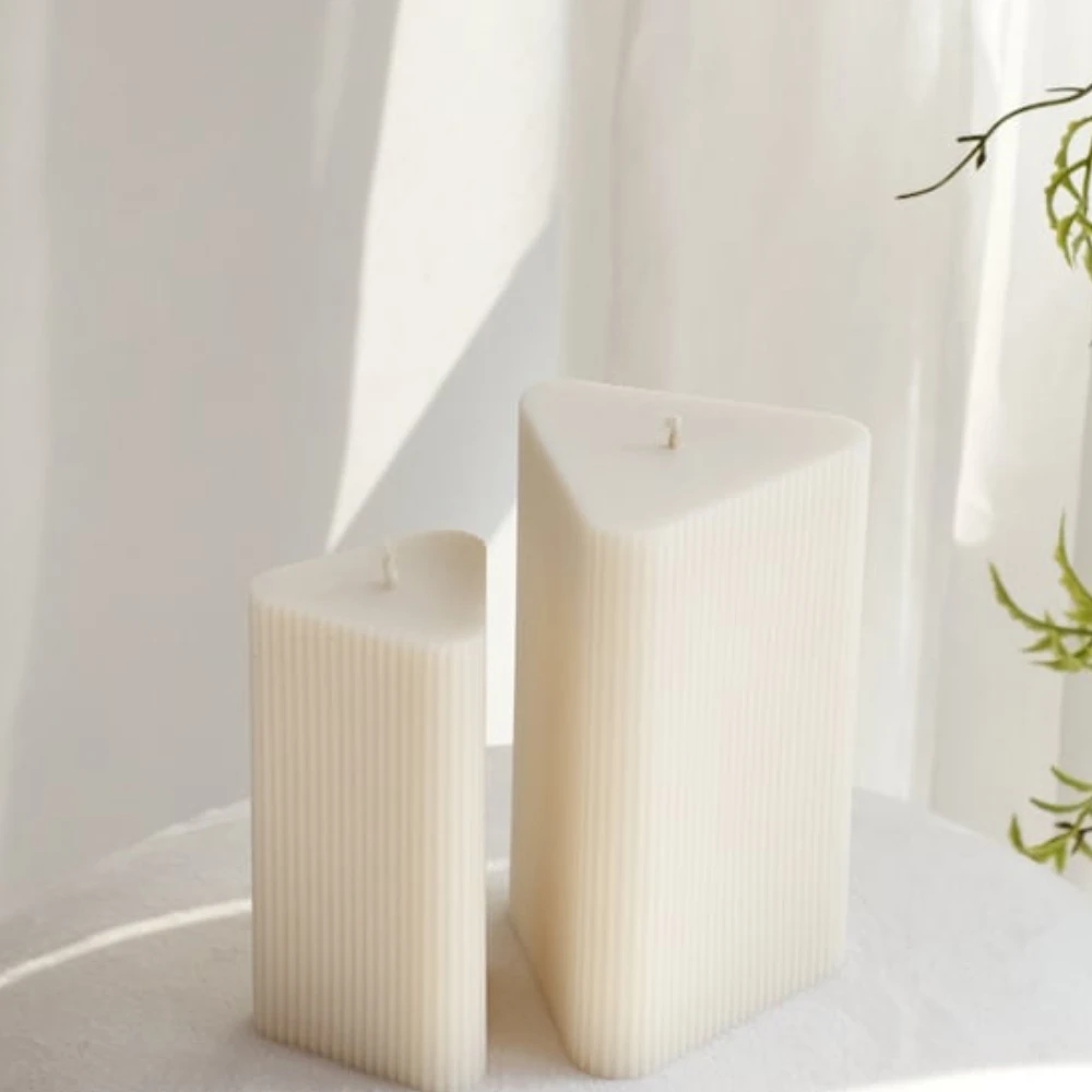 Striped Taper Acrylic Mold Triangle Pillar Scented Candle Making Supplies Geometry DIY Soy Wax Candleholder Mould Wedding Decor