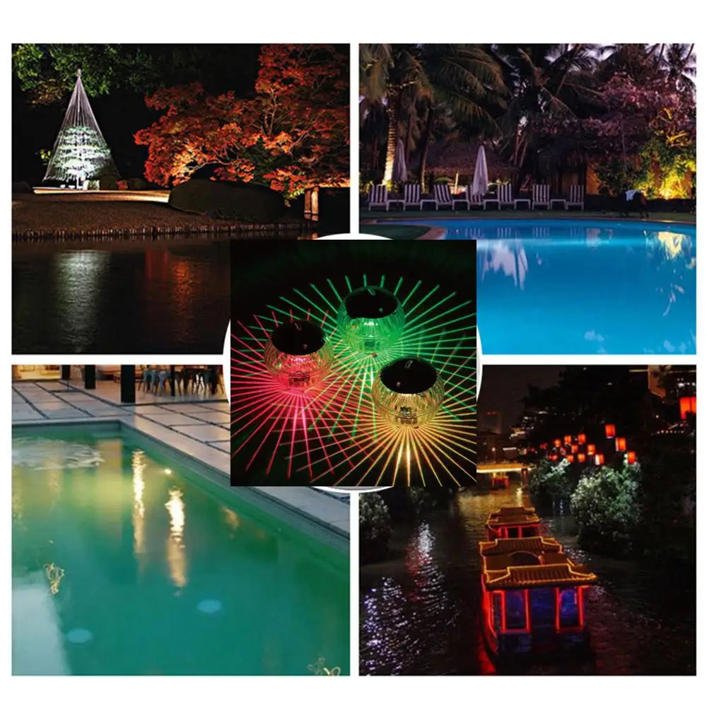 1/2pc LED Solar Floating Light Waterproof Swimming Pool Lamp Color Changing Garden Decoration Lawn Light Fountain Fish Tank Pond