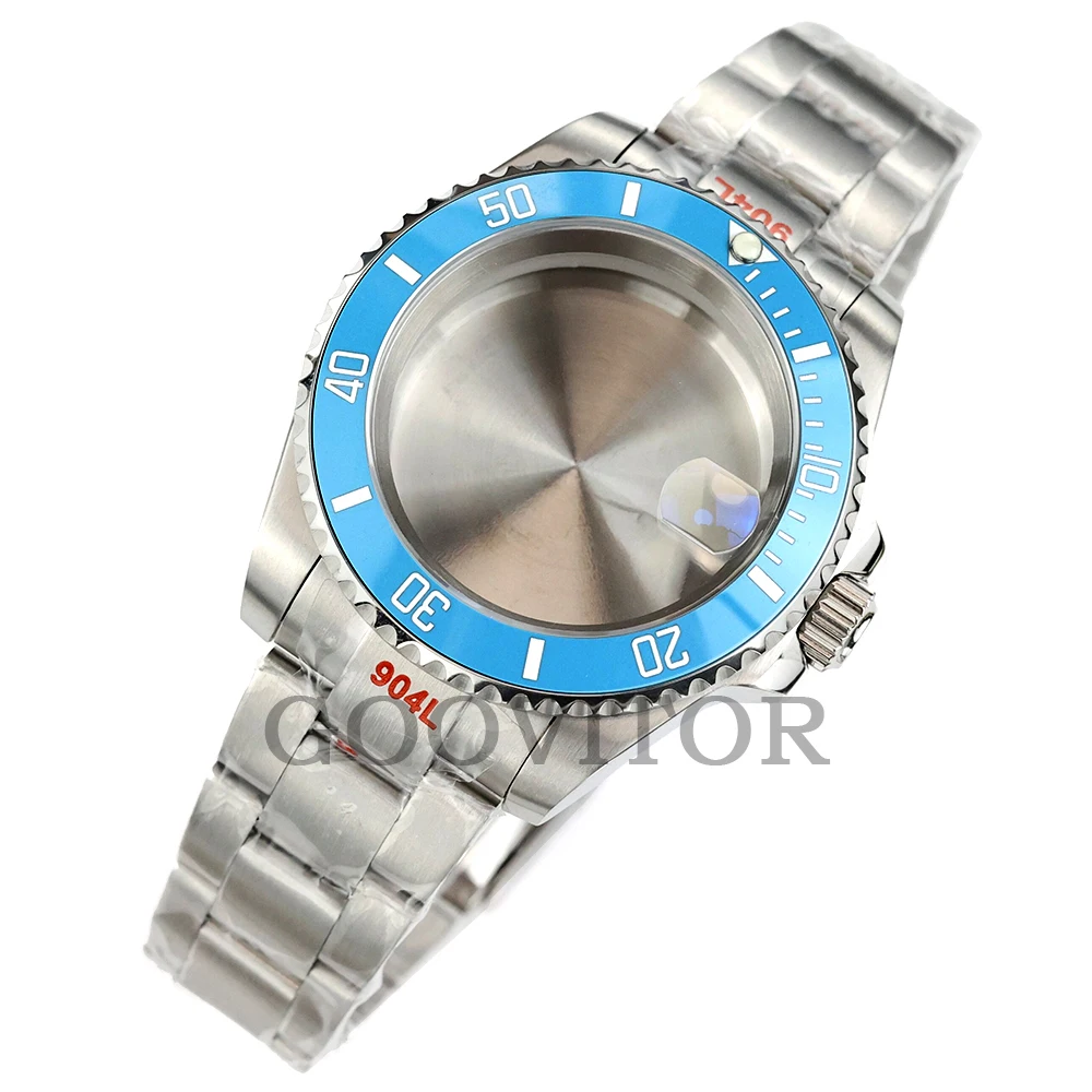 

40mm Nh35 Ice blue ceramic bezel Watch Case For Submariner GMT NH34 NH35 NH36 NH38 Movement 28.5mm Dial Jubilee/Oyster Bracelet