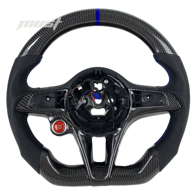 

Giulia Stelvio 2017-2019 Custom Upgrade Support LED RPM Display Real Carbon Fiber Steering Wheel