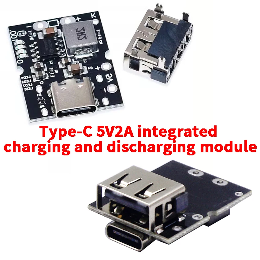 

High-precision 5V2A charge-discharge integrated module Type-C input compatible with 4.2V lithium battery Boost Module Weldable