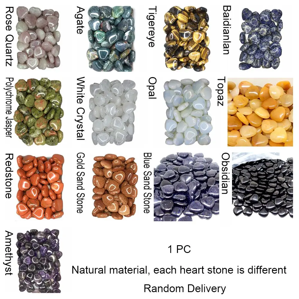 الحرف اليدوية القلب الطبيعي كريستال متعدد الألوان شقرا القلب أحجار استشفاء DIY بها بنفسك اكسسوارات ديكور المنزل قلادة الأحجار الكريمة