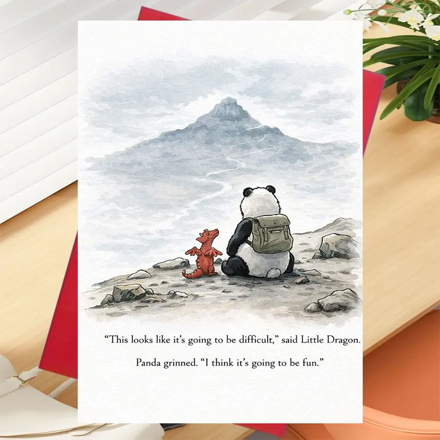 A Single Greeting Card Along with One Envelope, Designed for Friends to Convey Encouragement And Positivity While Tackling