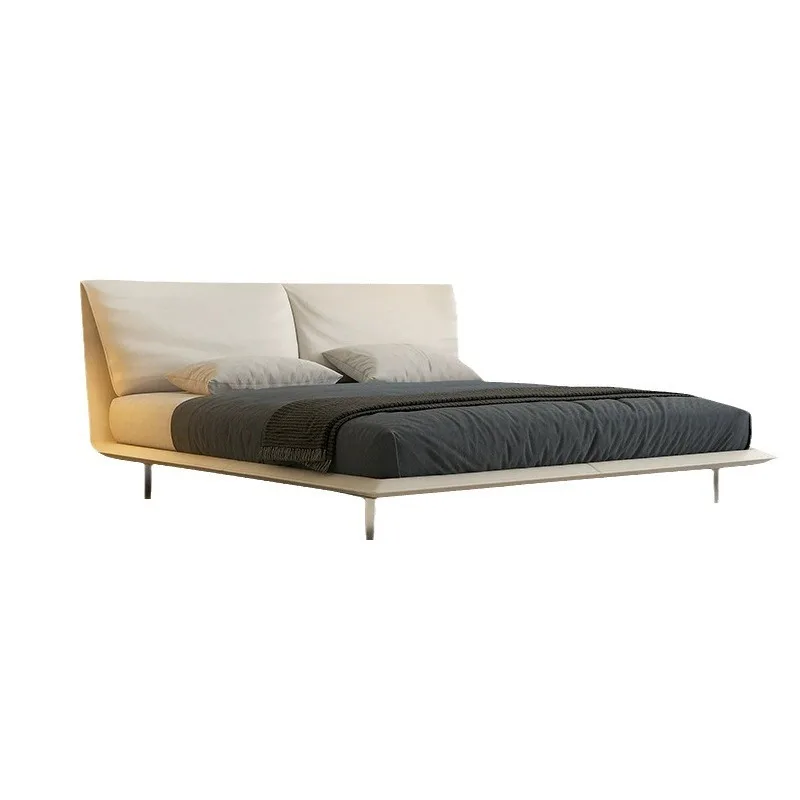 Leather bed soft bag master bedroom bed, double wedding bed, light luxury