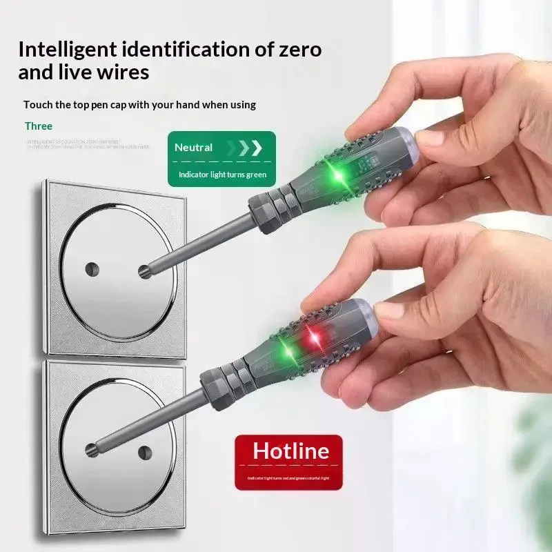 [2-in-1 2pc Screwdriver Electricity Detector High Torque Strong Magnetic Voltage Test Pen Screwdriver For Electricity Detection