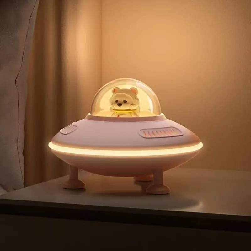 The New Space Flying Saucer Light Smart Bedroom Night Light Cartoon Shape Comes with Bluetooth Music Function As A Birthday Gift