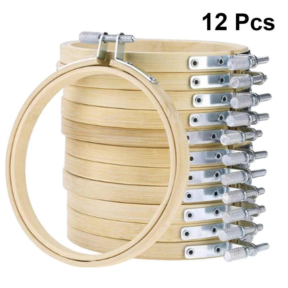 

12Pcs Bamboo Embroidery Hoops 18cm for Cross Stitch DIY Craft Frame Needlework Quilting Fabric Fixing Circles Embroidery Hoop