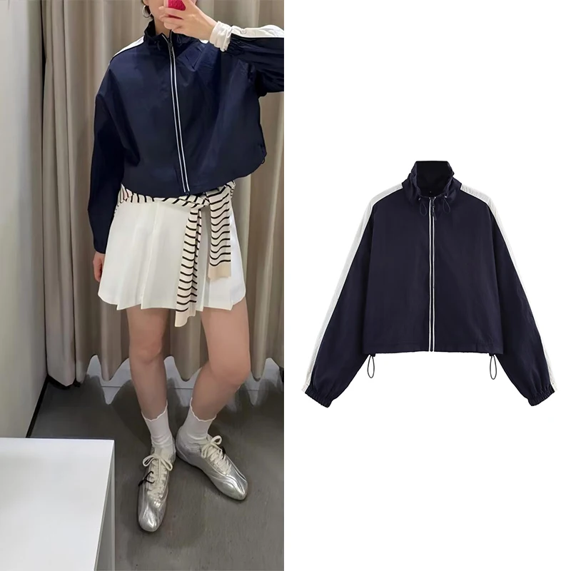 Guobioziy Women's Top 2026 New Style Short Colour‑Block Sports Jacket For Women Windproof Breathable Practical And Versatile