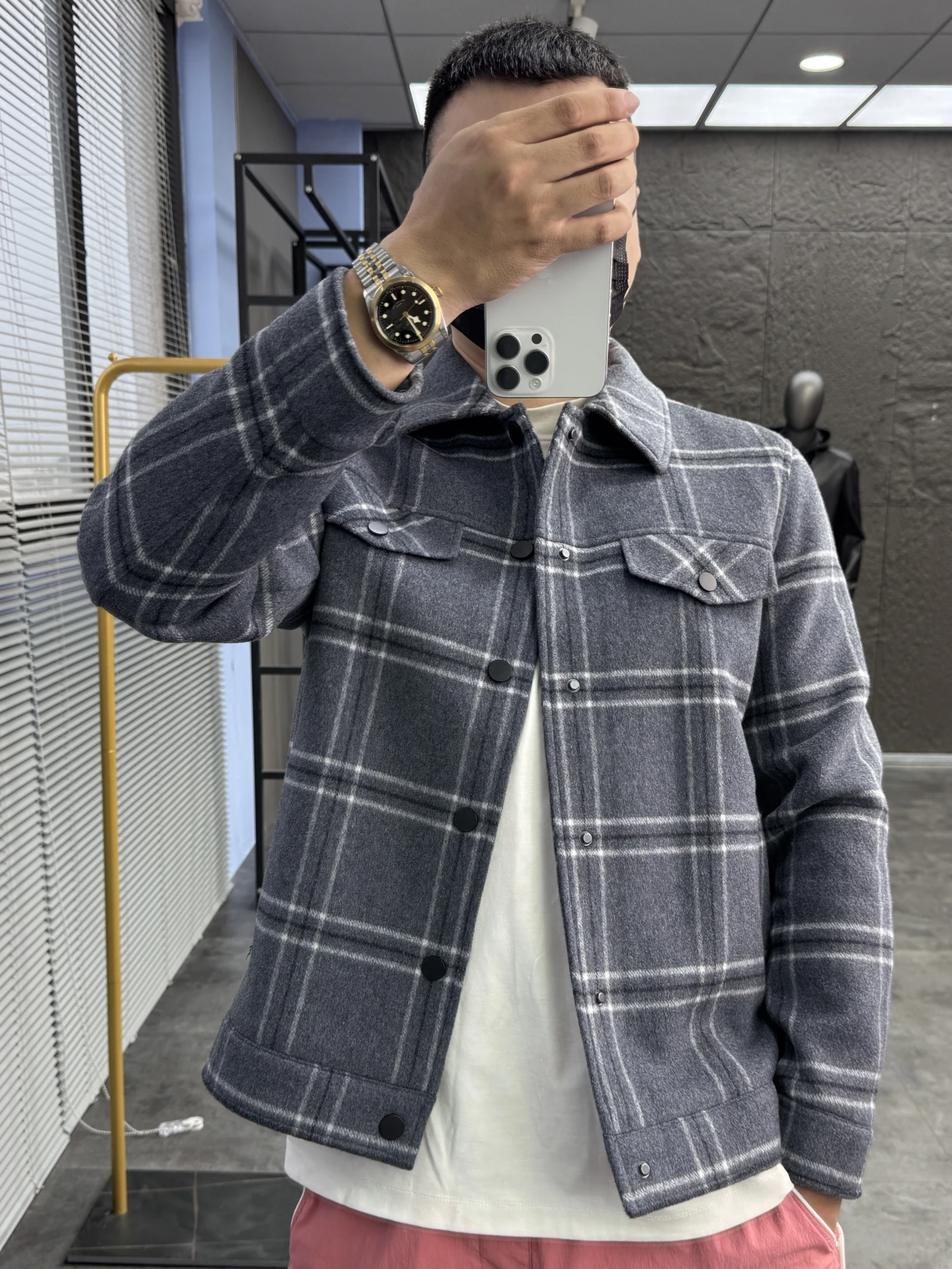 

49% шерстяное мужское повседневное клетчатое пальто с джемтовым воротником, удобная осенняя верхняя одежда, молодежная повседневная одежда со стойкой