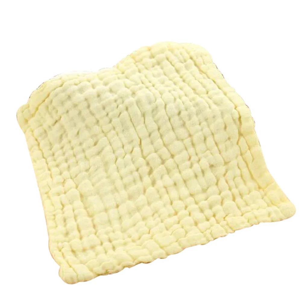 Asciugamano quadrato per bambini in garza a sei strati di puro cotone Colore giallo Morbido forte assorbimento Panno per ruttino a mano per il viso Panno per ruttino