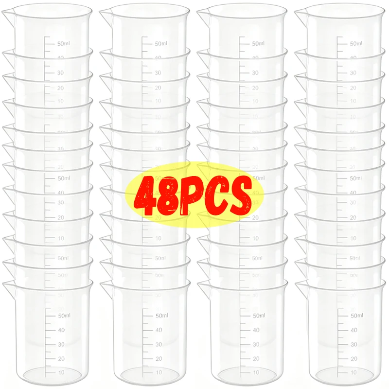 100ml Measuring Cup  Plastic Beakers with Wooden Stirring Sticks for Liquid Measurement in Baking Cooking Kitchen Tools