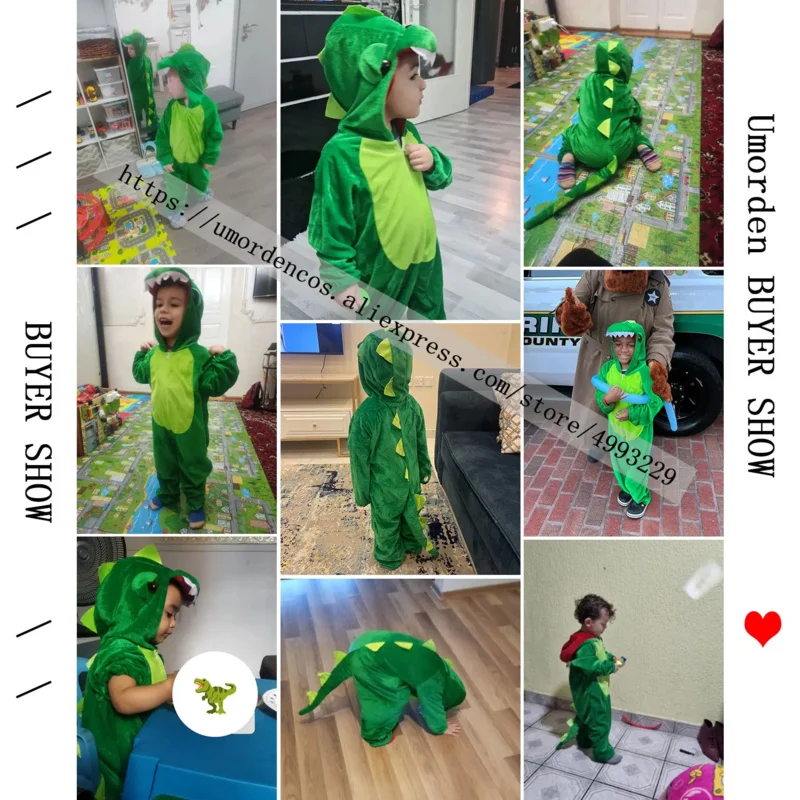 Cute Kids Animal Dinosaur Kugurumi Costume Cosplay Boys Child Green Black Kindergarten School Party Student Game Role Play Suit