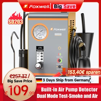 Foxwell sd203 máquina de fumaça automotiva 12v bomba de ar embutida evap detector de vazamento a vácuo testador de diagnóstico de vazamento de tubulação de carro