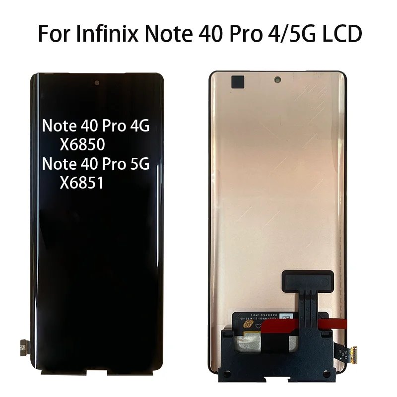 Original AMOLED For Infinix Note 40 Pro 4G/5G X6850, X6851 LCD Display Screen+Touch Digitizer For INFINIX Note40 Pro Replacemen