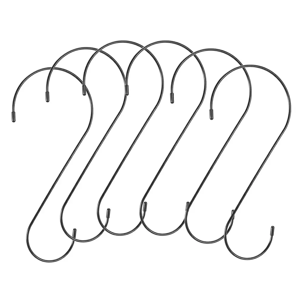 

6 шт. 12-дюймовых крючков для веток деревьев, сверхпрочные черные металлические S-образные крючки для подвешивания кормушек для птиц, растений, корзин, фонарей, садового инвентаря