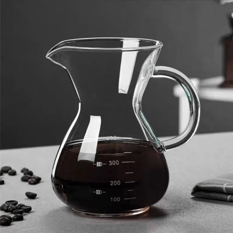 ABKJ-Glass Coffee Pot Espresso Pots With Filter High Temperature Resistant Graduated Scale Coffee Server 600Ml
