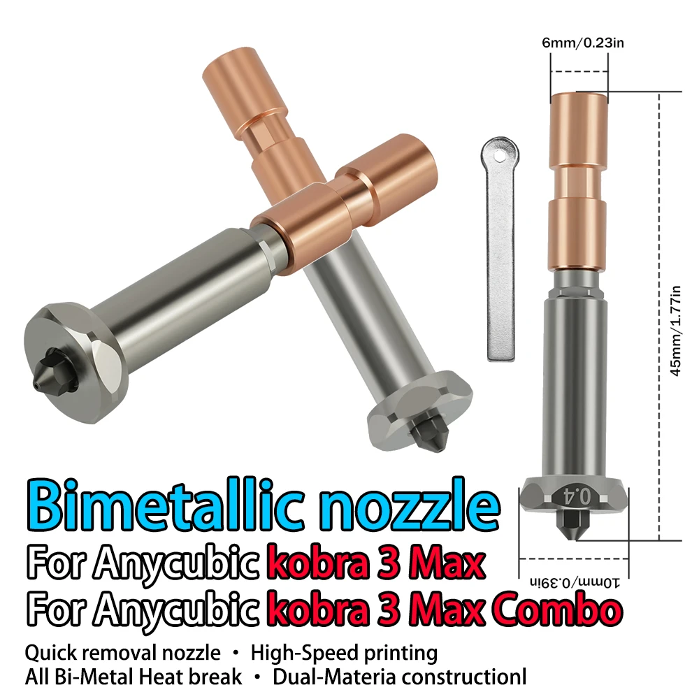 

Для Anycubic Kobra 3 Max сопло Hotend Kobra 3 Max Combo горло сопла 0,4 мм 0,6 мм 0,8 мм для аксессуаров для 3D-принтеров