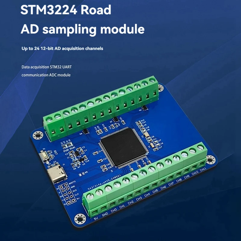 Лучший модуль выборки STM32F407ZET6 24-канальный 12-битный модуль выборки AD Модуль интерфейса сбора данных типа C