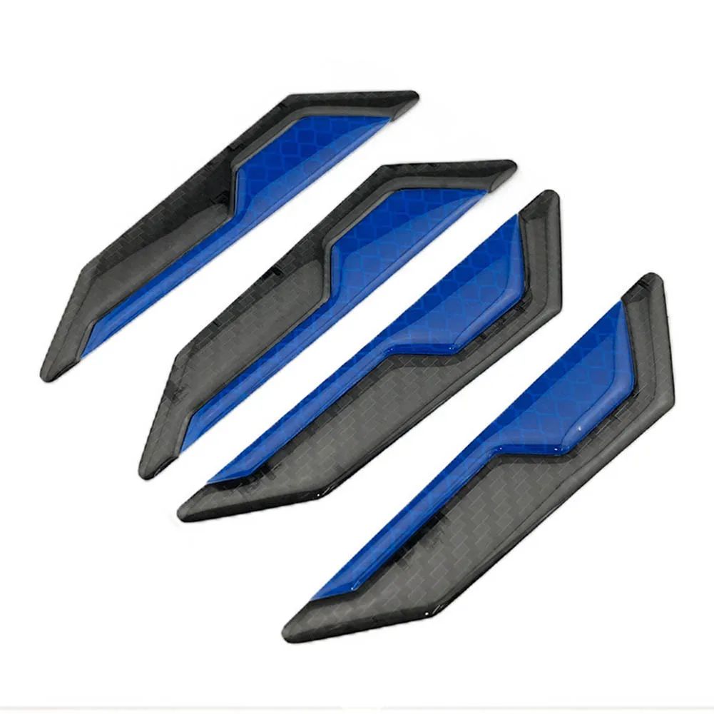 4pcs Car Carbon Fiber Door Reflective Anti-collision Strip Anti-collision Body Carbon Fiber Pattern Sticker Open Safety Decorati