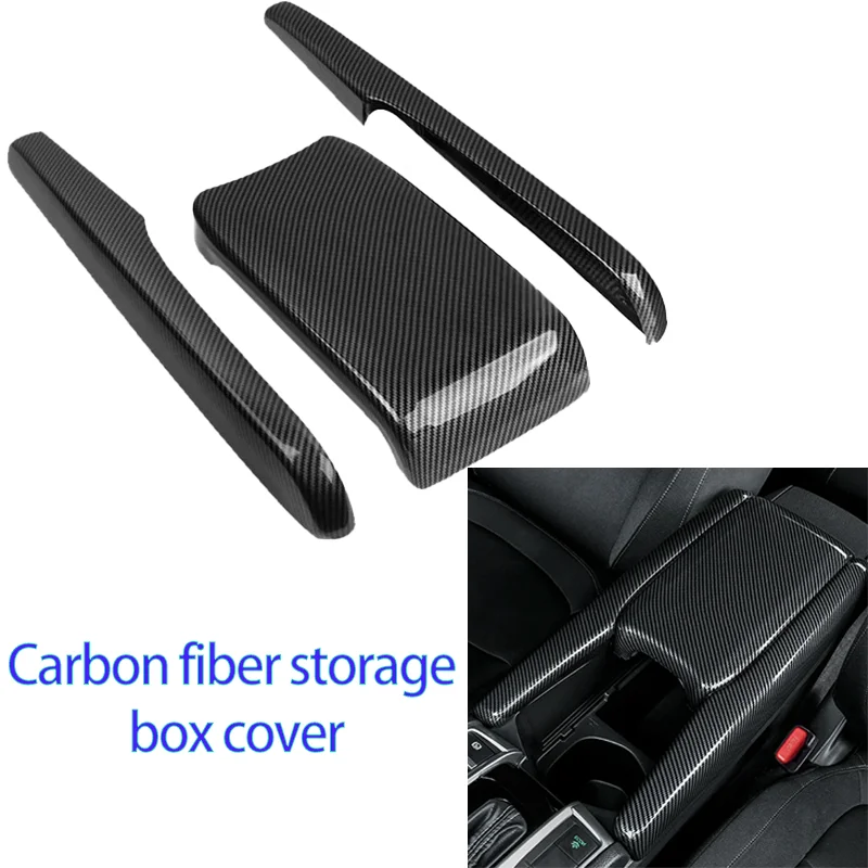 

For Honda Civic 2016-2020 Carbon Fiber Storage Box Cover Armrest Box Protective Cover Center Armrest Trim Sticker