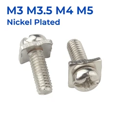 M3 M3.5 M4 M5 Nickel Plated Carbon Steel Terminal Block Screw With Square Washer Pan Head Sems Screws