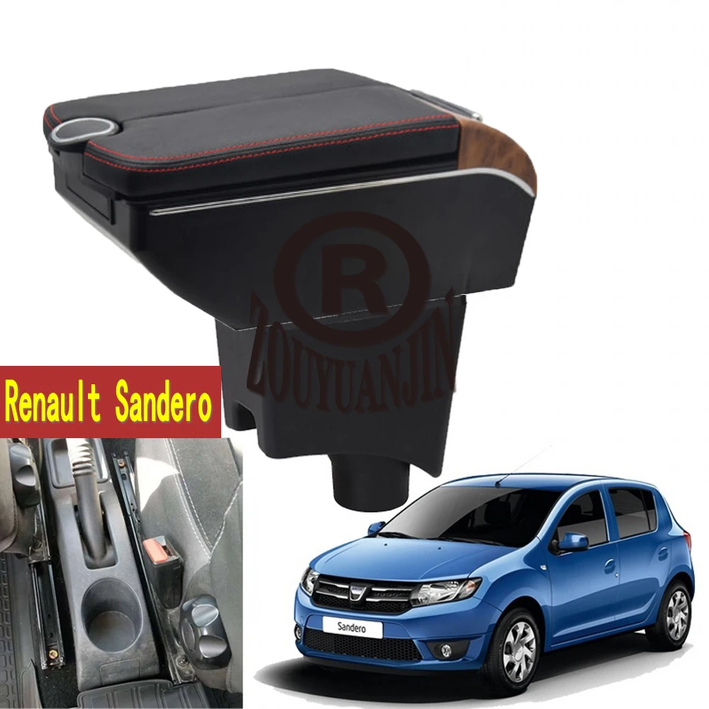 

For Renault Sandero Stepway Armrest Box Double Doors Open 7USB Interface Centre Console Storage Arm Elbow Rest Car Accessories