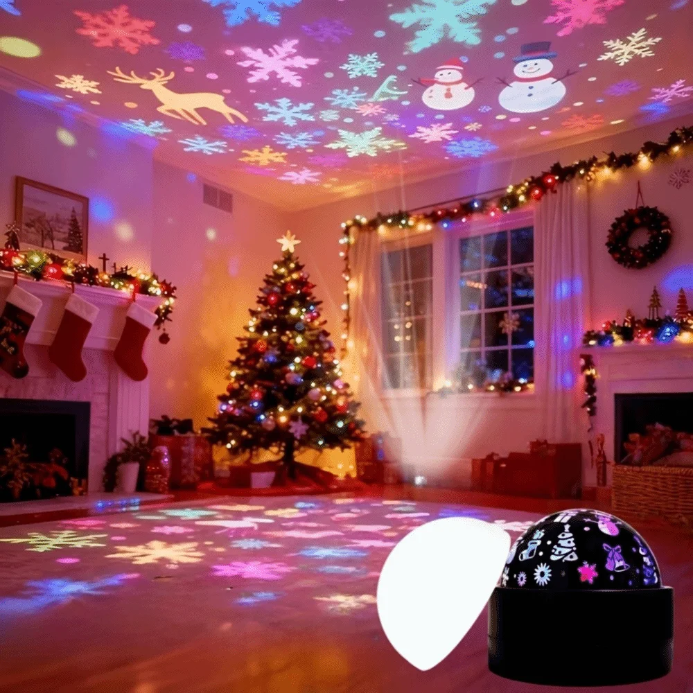 Color-changing Moon Galaxy Projector Light USB Plug-and-Play Flashing Light Effect RGB Projector Lamp Christmas Tree Santa Claus