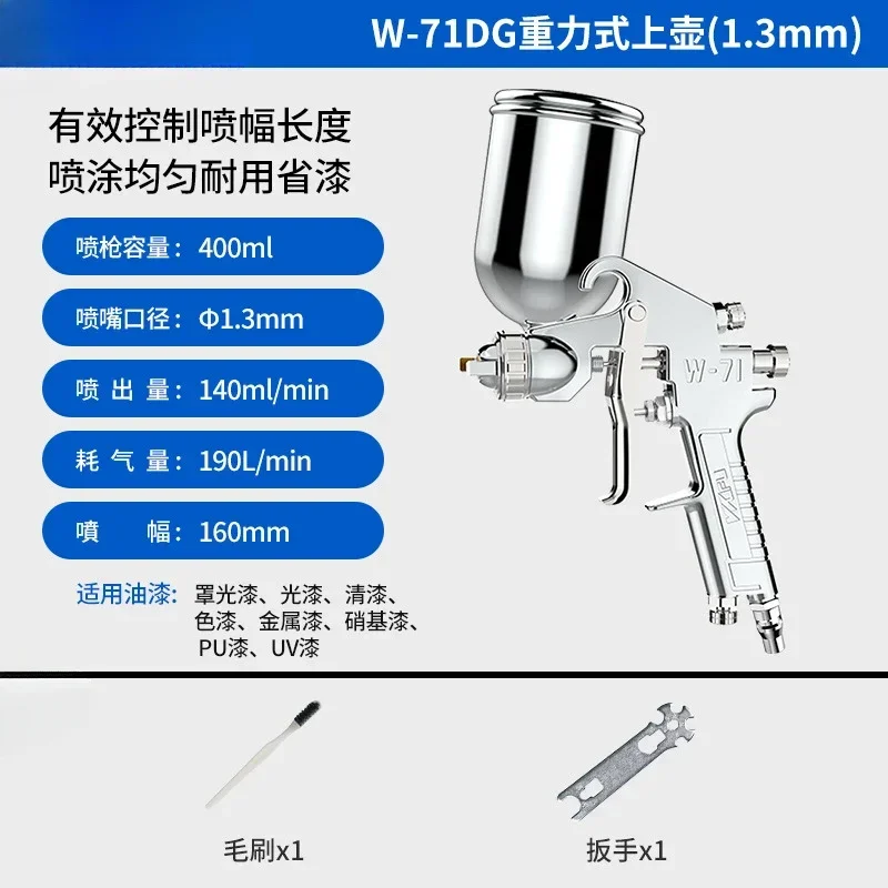 W71 Pneumatic Spray Gun Automotive High Atomization Latex Paint Furniture Topcoat Primer Spray Gun