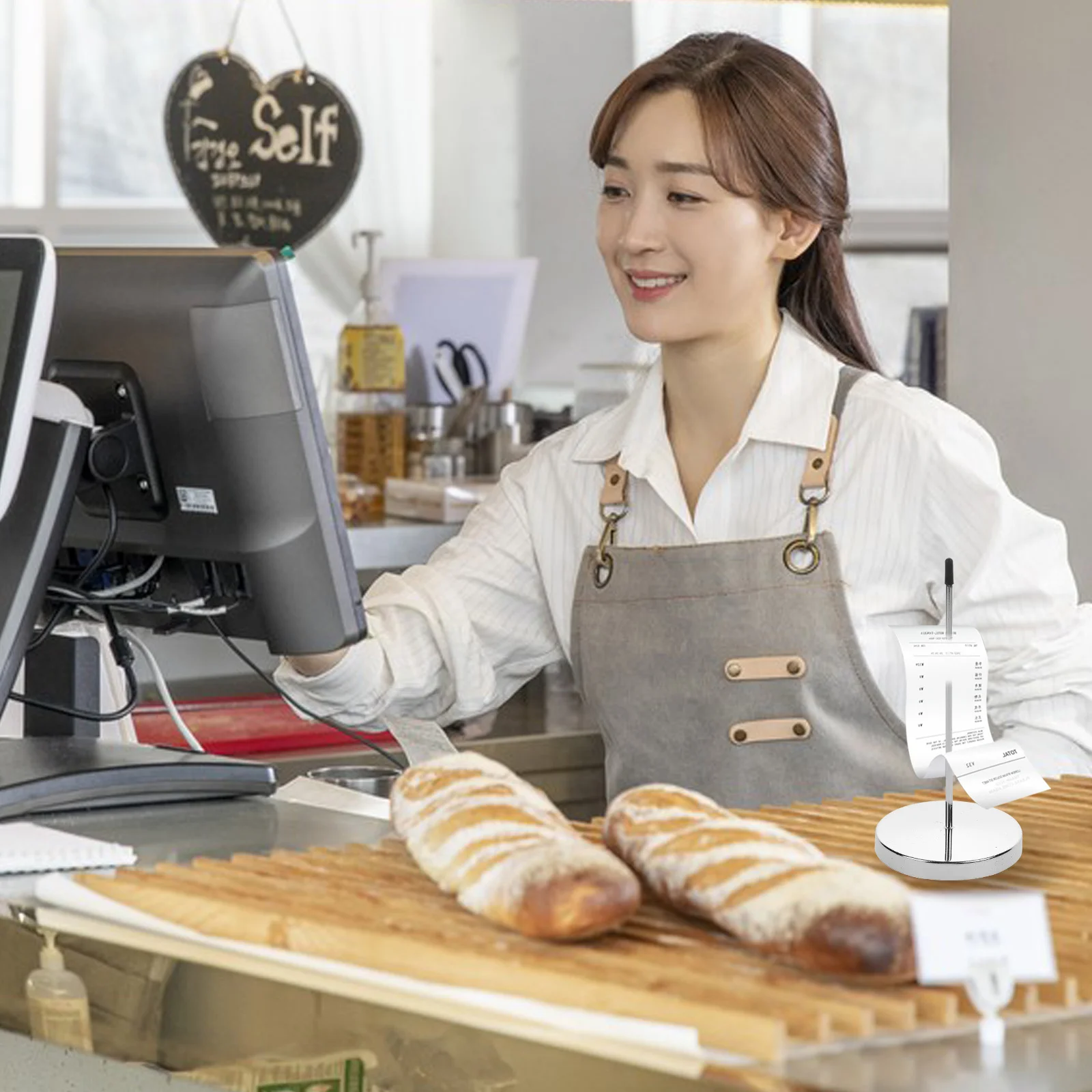 4 قطعة حامل إيصالات سبايك القائمة حامل فاتورة المكتب لمطعم المكتب أمين الصندوق-منظم تخزين إيصالات قضيب المغزل #2