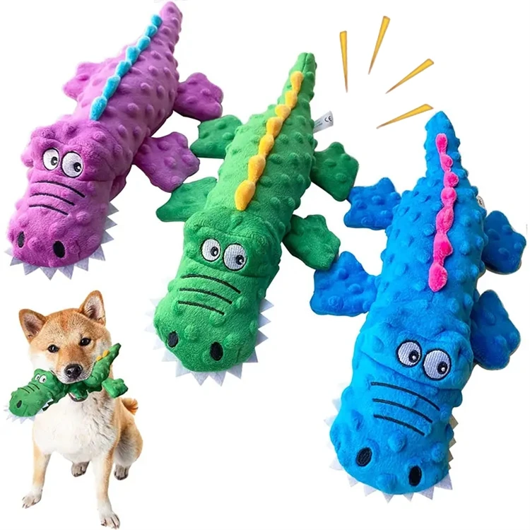 

Puppy Teething Alligator Chew Stuffed Dogs Squeaky Crocodile Crinkle Plush Toys