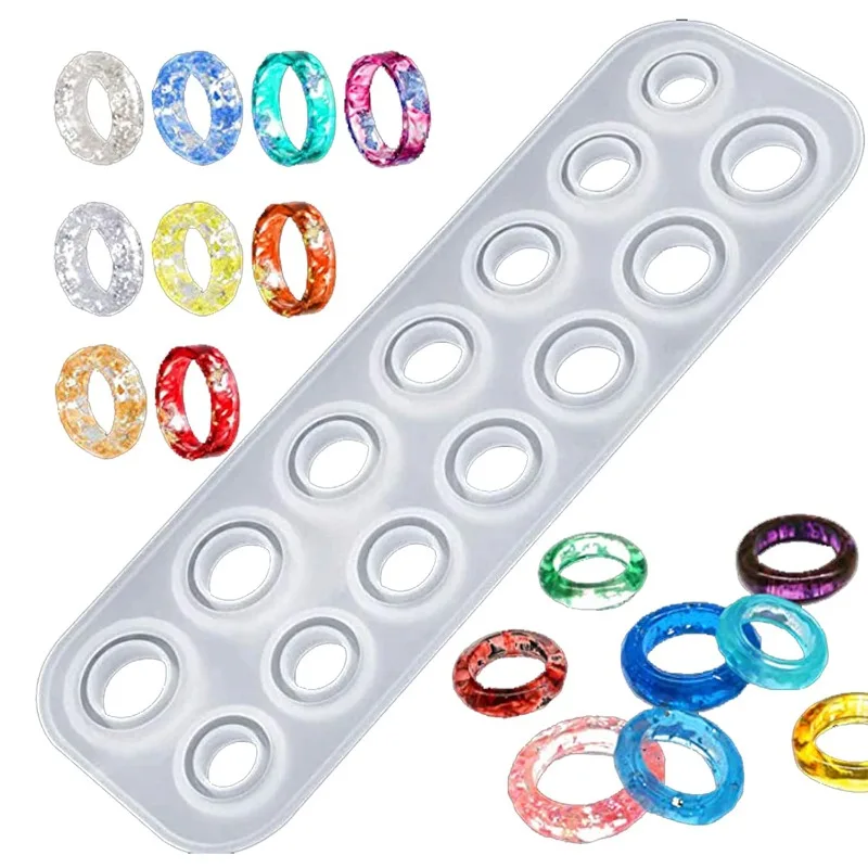 Premium Resin Ring Mold Set - Silicone Molds for Epoxy Resin with 14 Different Sizes for Rings, Earrings, and Pendants