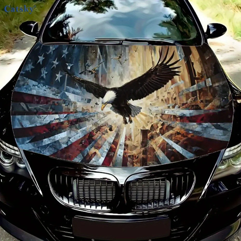 National Flag Element Eagle Car Hood Decal-a Vibrant PVC Sticker Suitable For Cars,motorcycles,and Trucks,a Self-adhesive,durabl