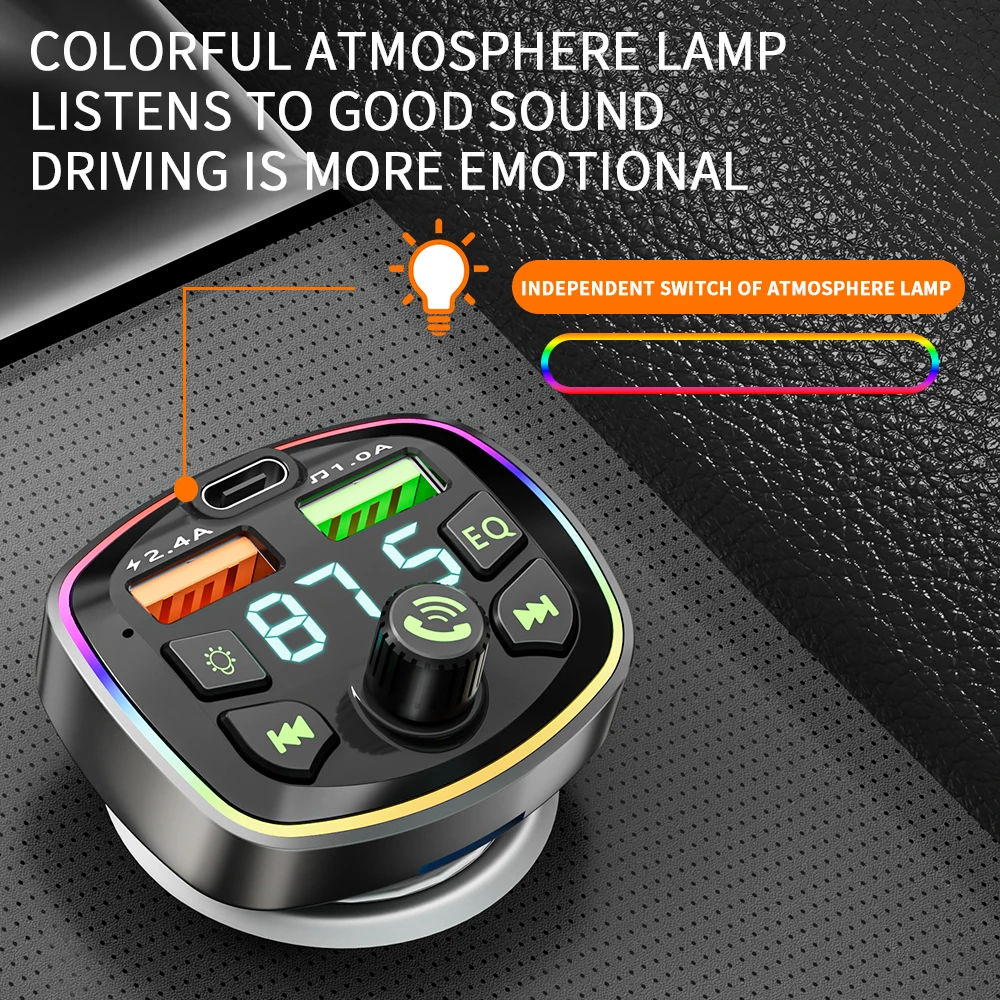 شاحن سيارة لاسلكي سيارة مشغل MP3 FM الارسال Bluetooth5.0 المزدوج USB ميناء PD شحن سريع الأيدي الحرة دعم TF بطاقة U القرص