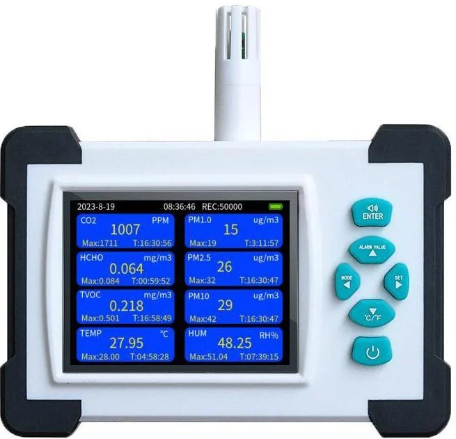 WiFi Version 7-in-1 Air Quality  TVOC HCHO PM CO2 Temperature Humidity Detector Gas Analyzers